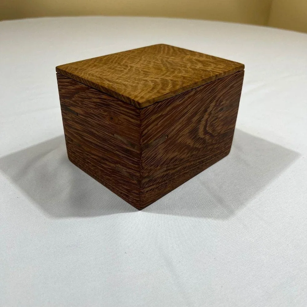 Handcrafted Andira Wood Keepsake Box with White Oak Lid, Custom Wood Storage